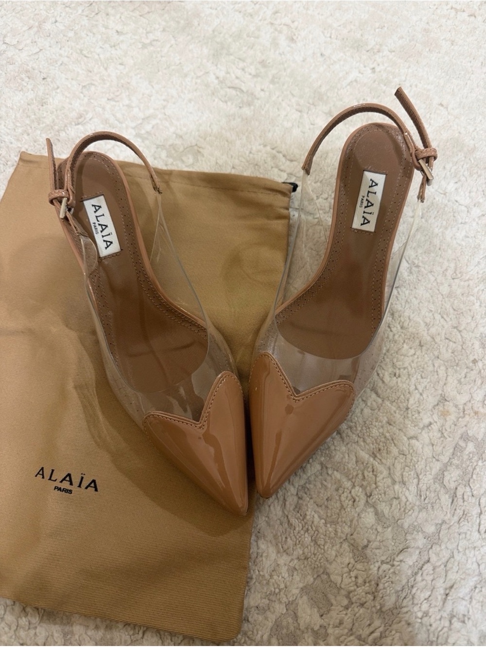 ALAIA Coeur Plexi Heart-toe Nude Pumps